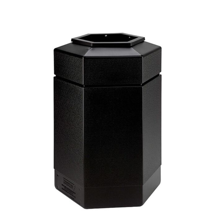 PolyTec™ Trash Container, 30-Gallon Hex, Open-Top Lid