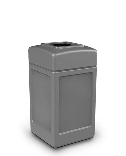 Gray Commercial Zone 732103 Open-Top Square 42 Gallon Waste Trash Container 