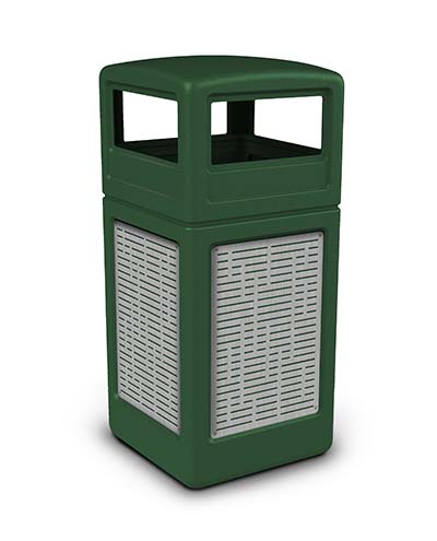Dome-Lid Stainless Steel Paneled Waste Container