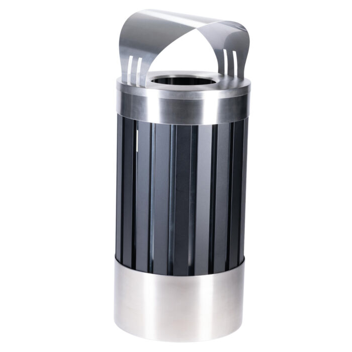 Parkview  Black and Stainless Steel Trash Container, 25-Gallon Round, Canopy Lid