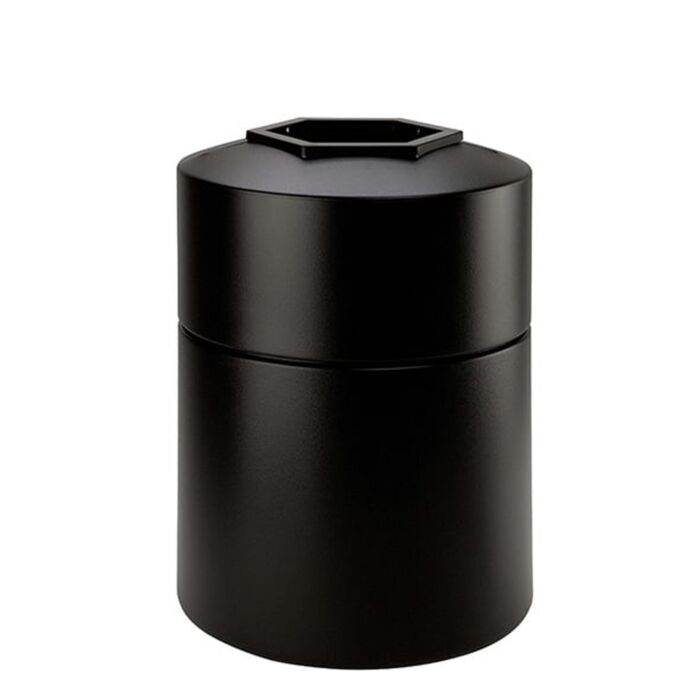 PolyTec™ Black Trash Container, 45-Gallon Round, Open-Top Lid
