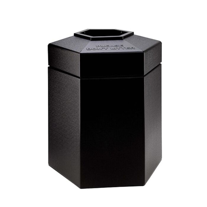 PolyTec™ Trash Container, Large 45-Gallon Large Hex, Open-Top Lid