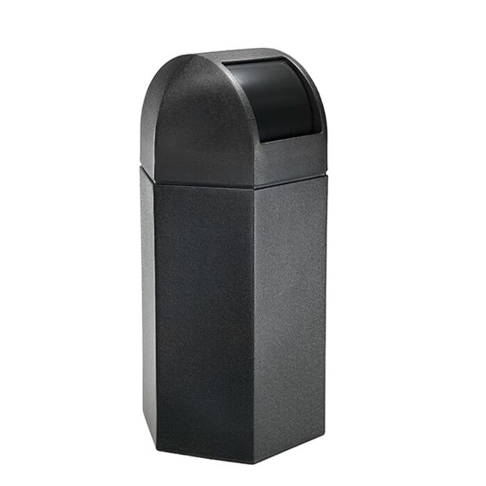 PolyTec™ Black Trash Container, Large 50-Gallon X-Large Hex, Dome Lid