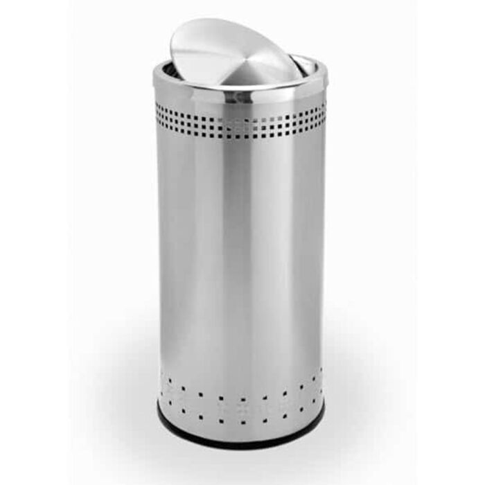 Precision Series® Imprinted Stainless Steel Trash Container, 15-Gallon Round, Swivel Lid