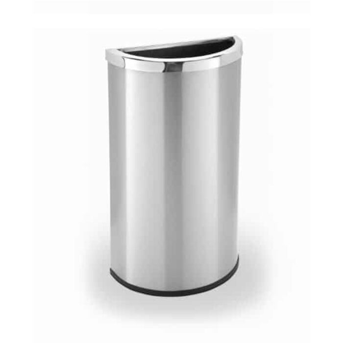 Precision Series® Stainless Steel Trash Container, 15-Gallon Half Moon, Open-Top Lid