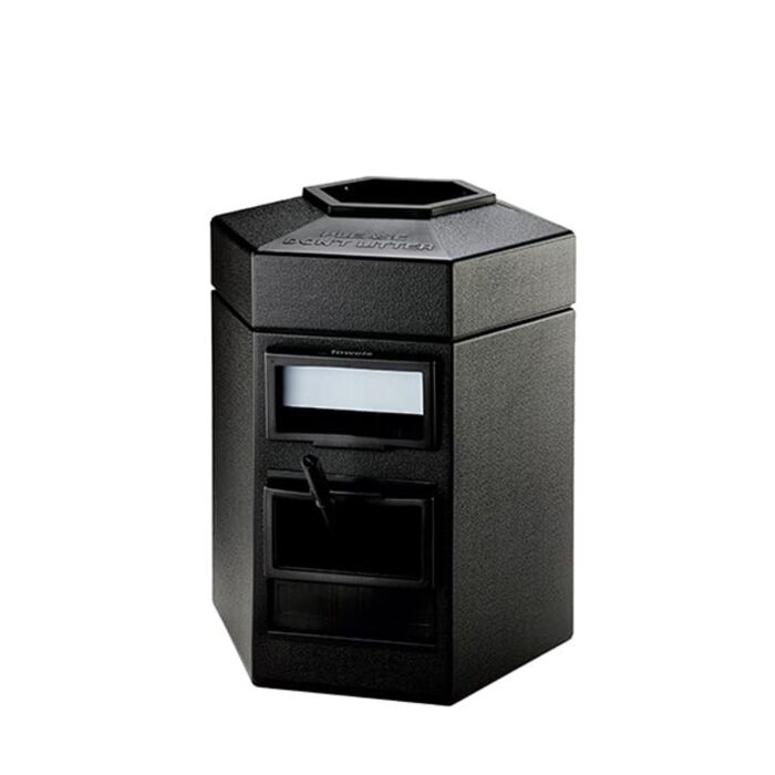 Bermuda Waste and Windshield Service Center, 35-Gallon Hex, Single-Sided, Open-Top Lid