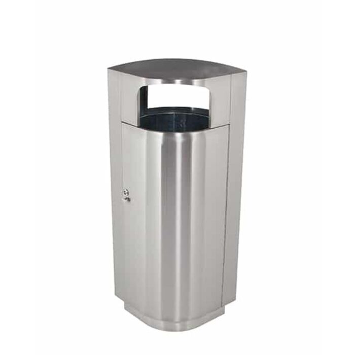Precision Series® Stainless Steel Trash Container 20-Gallon Leaf Shaped, Dome Lid