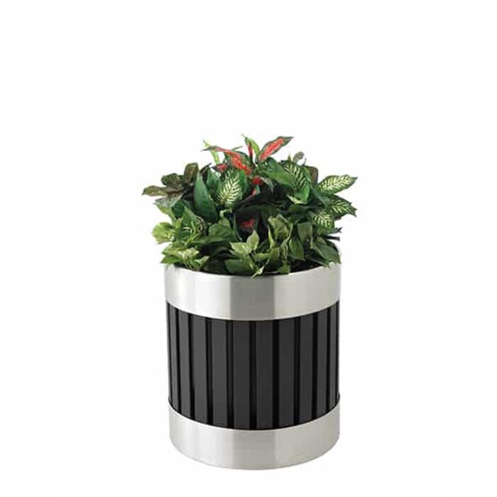 Parkview  Black and Stainless Steel Planter, 20.5-Inch