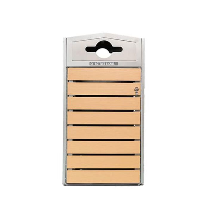 Woodview Light Oak and Aluminum Recycling Container, 42-Gallon Square