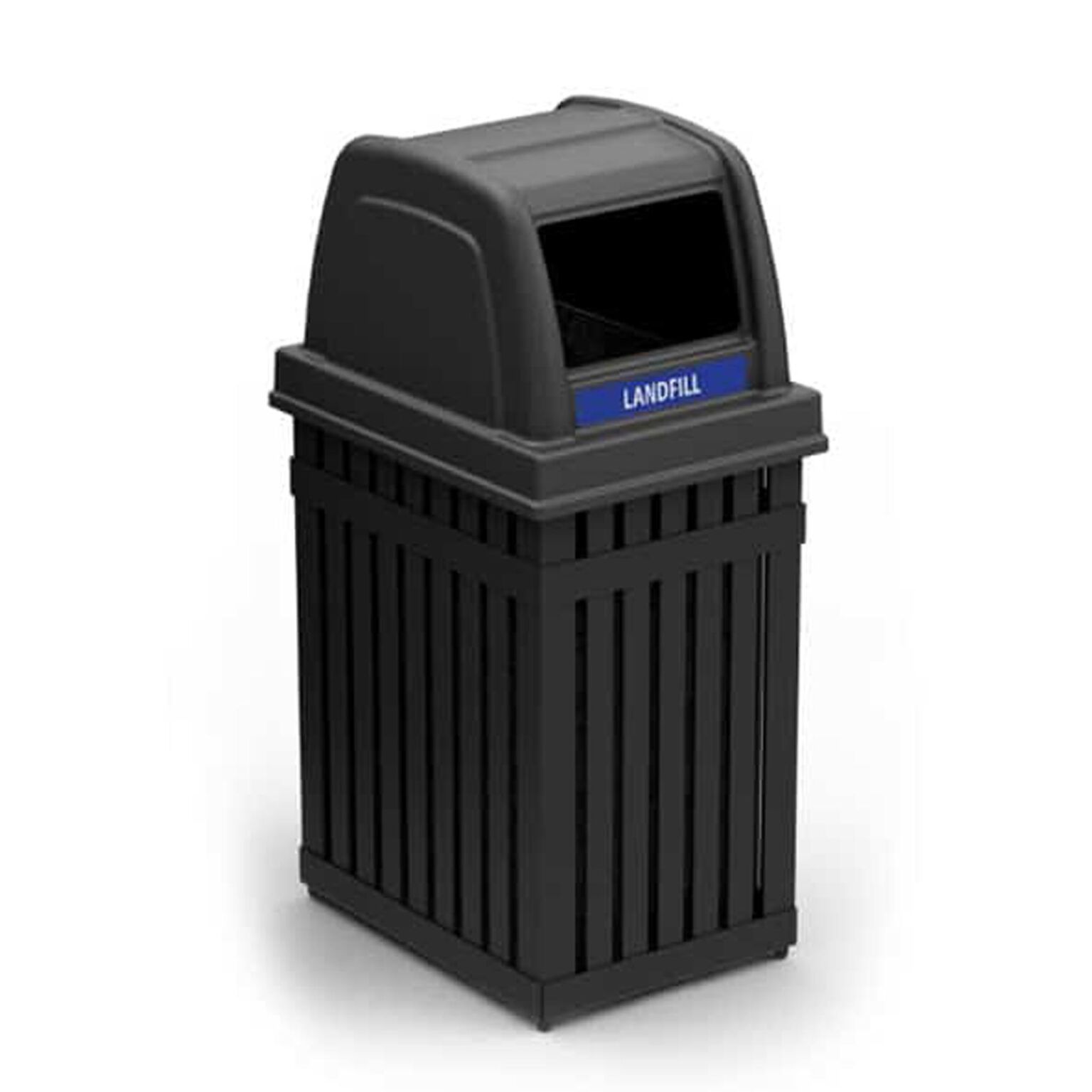 Parkview Trash Container, 25Gallon Square, Dome Lid Commercial Zone