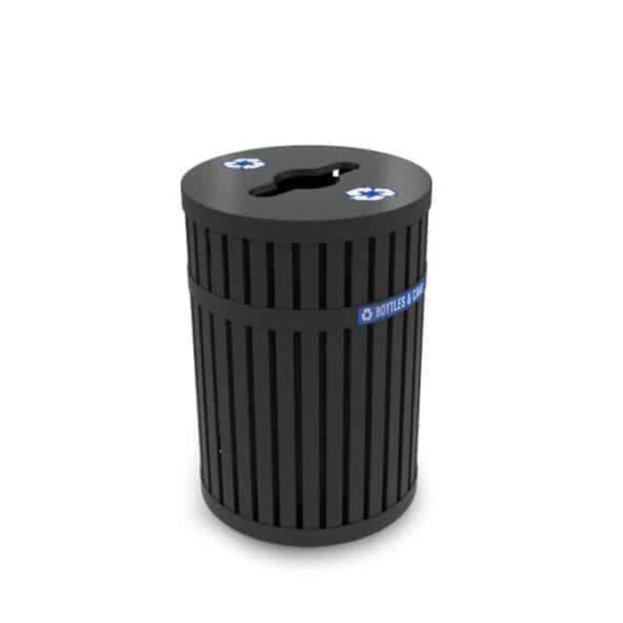 Parkview Black Recycling Container, 45-Gallon Round, Open-Top Lid