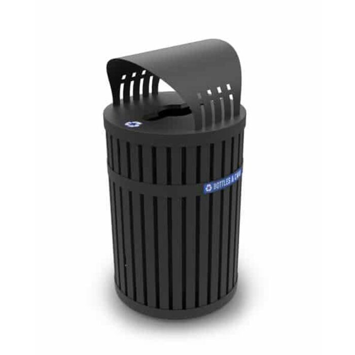 Parkview Black Recycling Container, 45-Gallon Round, Canopy Lid