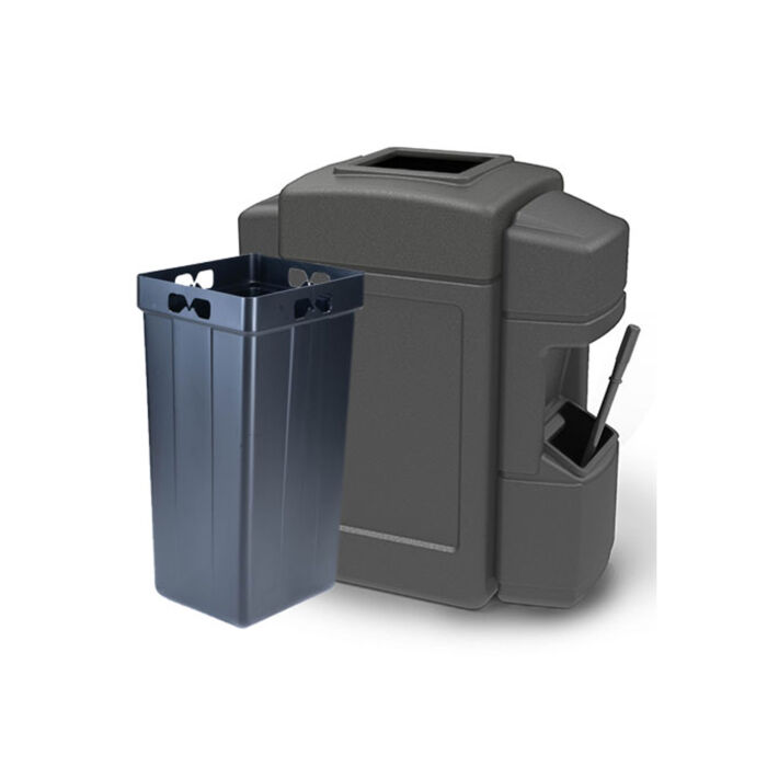 Aruba Waste And Windshield Service Center, 42-Gallon Square, Double-Sided, Open-Top Lid, Liner Included