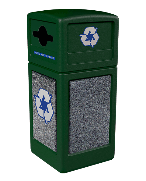 Product Image for green Ploytec recycling container with pepperstone stone panels and a slot with circle opening