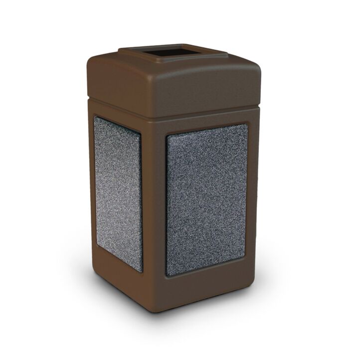 PolyTec™ Trash Container, 42-Gallon Square, Stone Panels, Open-Top Lid - Image 10
