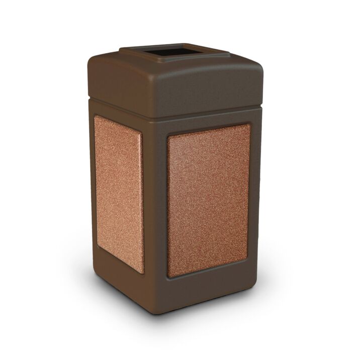 PolyTec™ Trash Container, 42-Gallon Square, Stone Panels, Open-Top Lid - Image 11