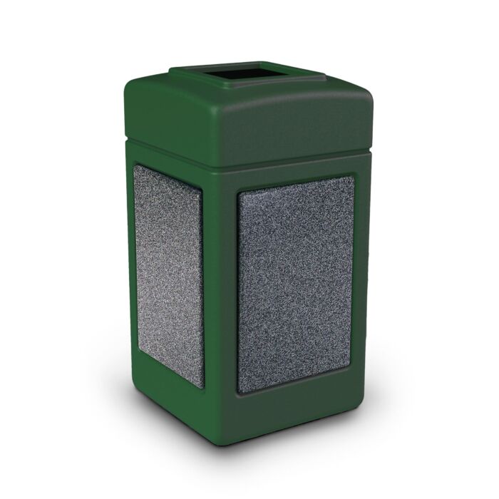 PolyTec™ Trash Container, 42-Gallon Square, Stone Panels, Open-Top Lid - Image 12