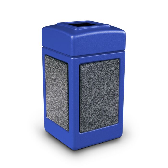 PolyTec™ Trash Container, 42-Gallon Square, Stone Panels, Open-Top Lid - Image 14