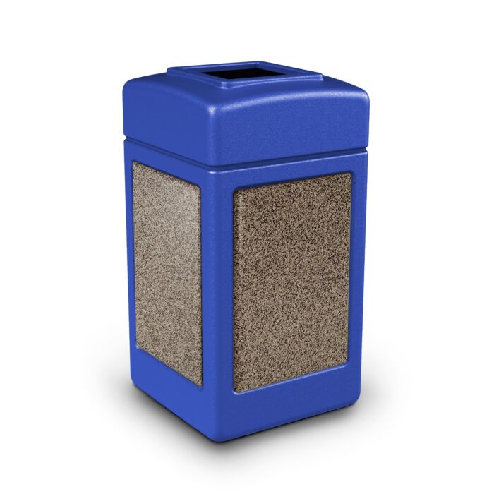 PolyTec™ Trash Container, 42-Gallon Square, Stone Panels, Open-Top Lid - Image 15