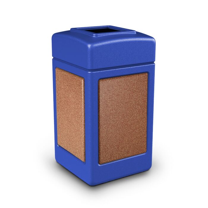 PolyTec™ Trash Container, 42-Gallon Square, Stone Panels, Open-Top Lid - Image 16