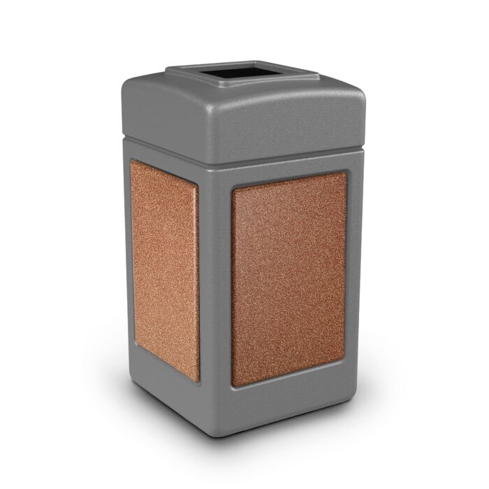 PolyTec™ Trash Container, 42-Gallon Square, Stone Panels, Open-Top Lid - Image 18
