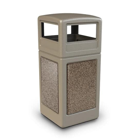 30 Gal. StoneTec Concrete Fiberglass Decorative Trash Can 722117 with Waste  Lid