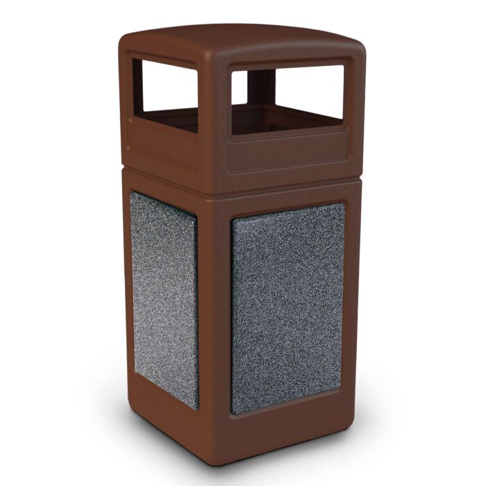 PolyTec™ Trash Container, 42-Gallon Square, Stone Panels, Dome Lid - Image 11