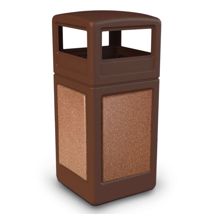 PolyTec™ Trash Container, 42-Gallon Square, Stone Panels, Dome Lid - Image 13