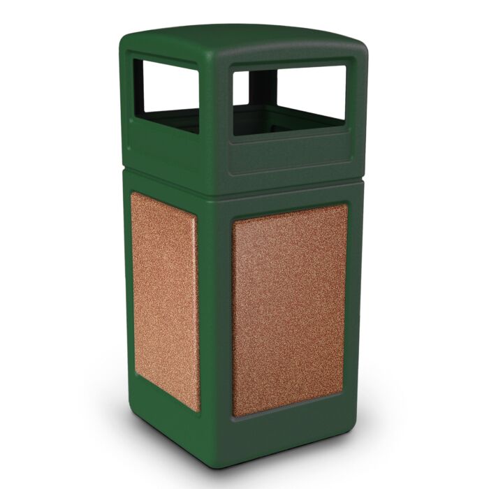 PolyTec™ Trash Container, 42-Gallon Square, Stone Panels, Dome Lid - Image 10