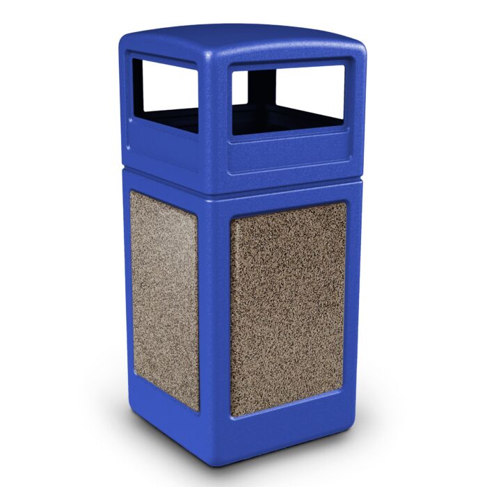 PolyTec™ Trash Container, 42-Gallon Square, Stone Panels, Dome Lid - Image 15