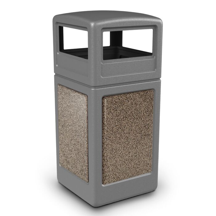 PolyTec™ Trash Container, 42-Gallon Square, Stone Panels, Dome Lid - Image 17
