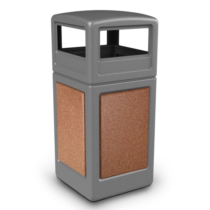 PolyTec™ Trash Container, 42-Gallon Square, Stone Panels, Dome Lid - Image 18
