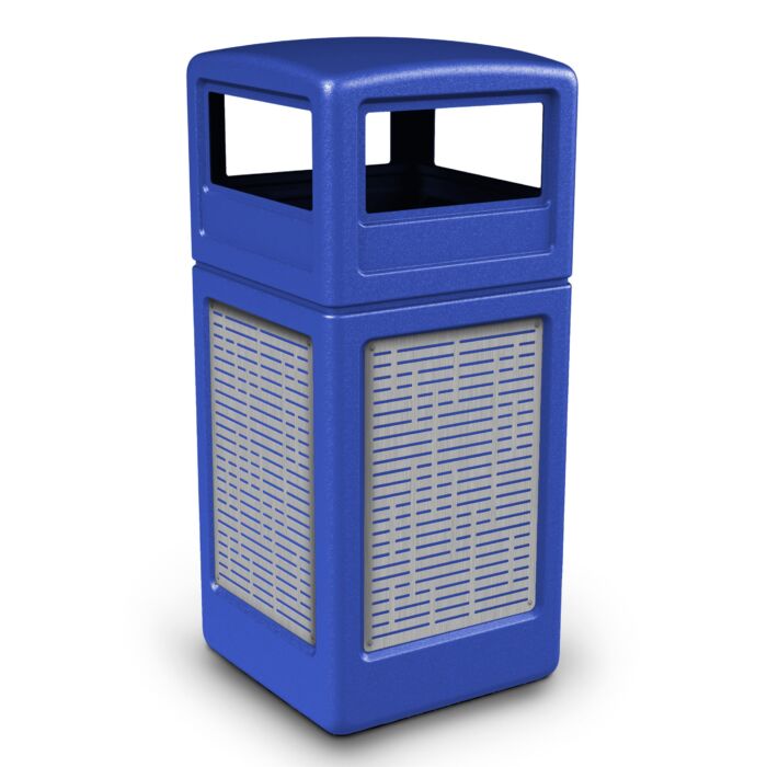 PolyTec™ Trash Container, 42-Gallon Square, Stainless Steel Panels, Horizontal, Dome Lid - Image 5