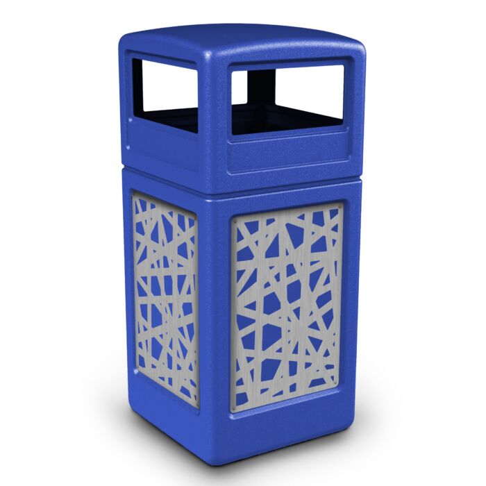 PolyTec™ Trash Container, 42-Gallon Square, Stainless Steel Panels, Intermingle, Dome Lid - Image 5