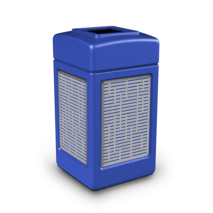 PolyTec™ Trash Container, 42-Gallon Square, Stainless Steel Panels, Open-Top Lid - Image 5