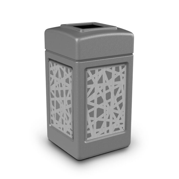 PolyTec™ Trash Container, 42-Gallon Square, Stainless Steel Panels, Intermingle, Open-Top Lid - Image 7