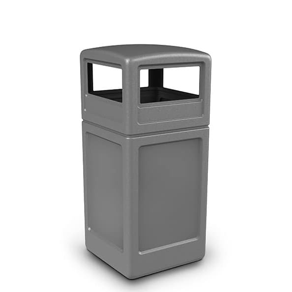 Commercial Zone 737101 PolyTec 30 Gallon Black Hexagonal Waste Container  with Open Top