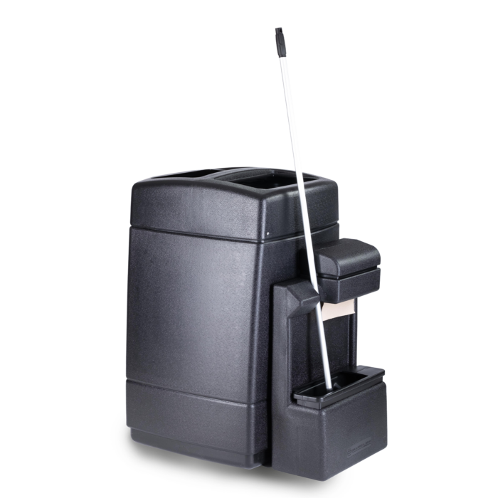 Tahiti Black Truck Stop Waste and Windshield Service Center, 55-Gallon Square, Single-Sided,  Open-Top Lid