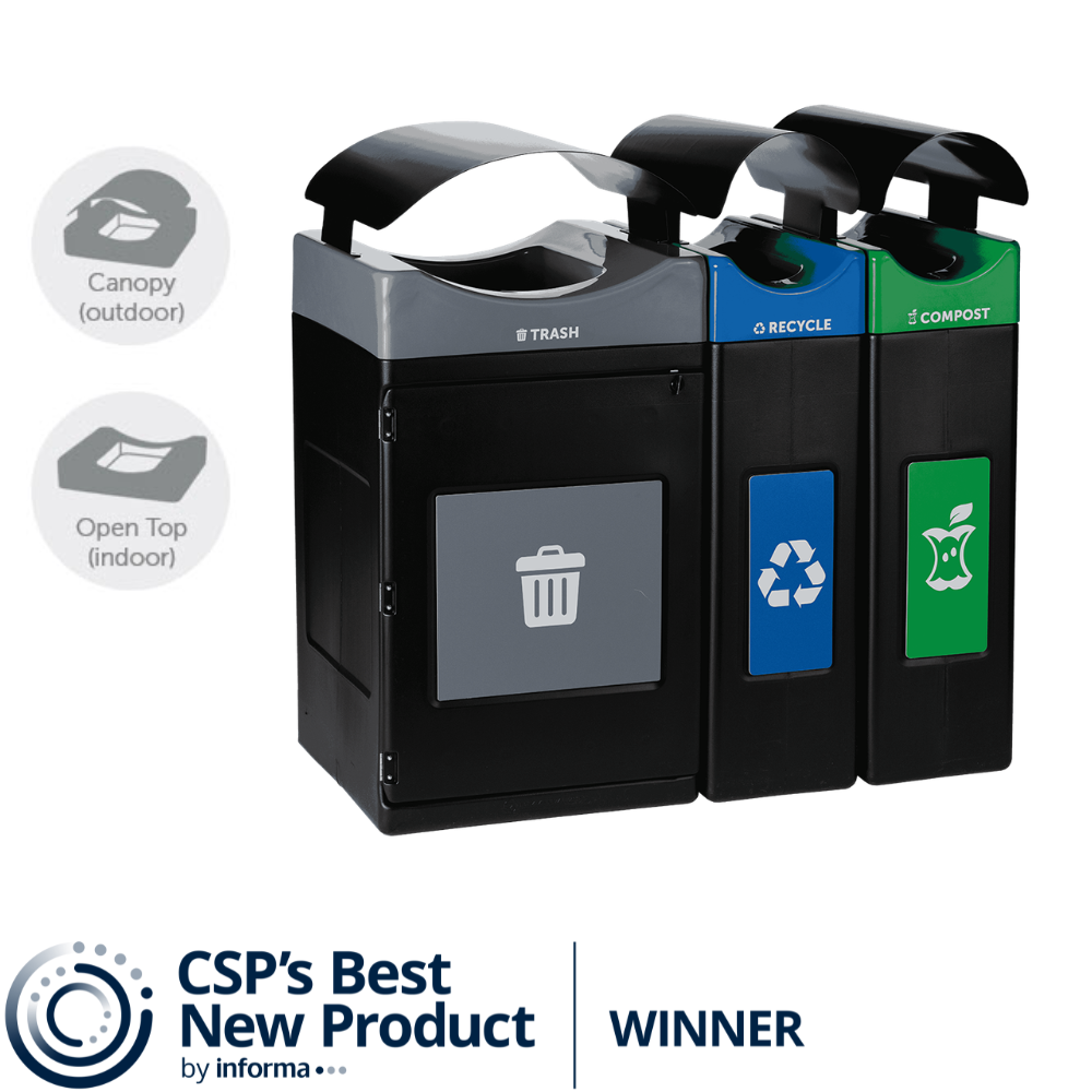 Avante™ Series, Black Triple-Stream,Trash, Recycling and Compost Center