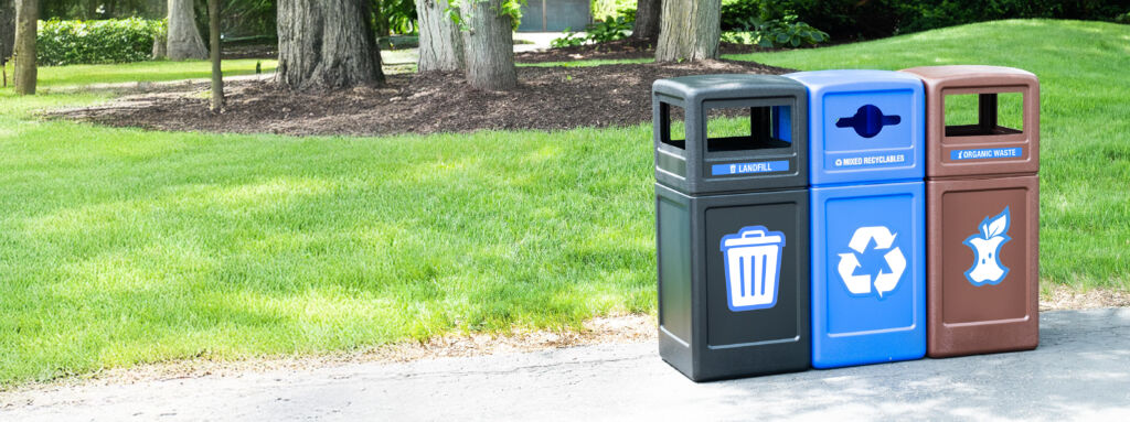multi-stream trash, recycling and compost receptacles