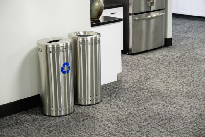 Precision Series® Imprinted Recycling Container, 25-Gallon Round, Open-Top Lid - Image 3