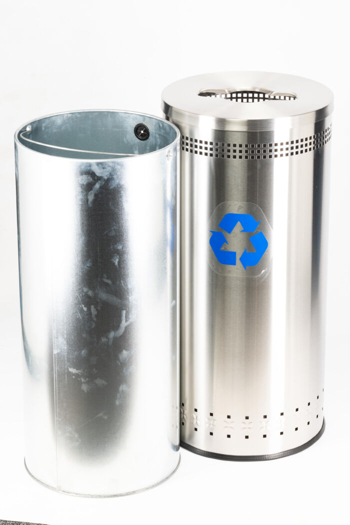 Precision Series® Imprinted Recycling Container, 25-Gallon Round, Open-Top Lid - Image 4