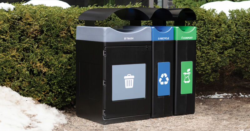 multi-stream receptacles in the winter outdoors